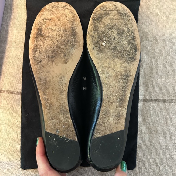 Vera Wang Lavender crystal embellished black leather flats, size 9 1/2 - Picture 6 of 10